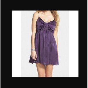 "LOVE FIRE BY NORDSTROM" PURPLE EMPIRE WAIST SATIN PARTY MINI DRESS SIZE: S NWT